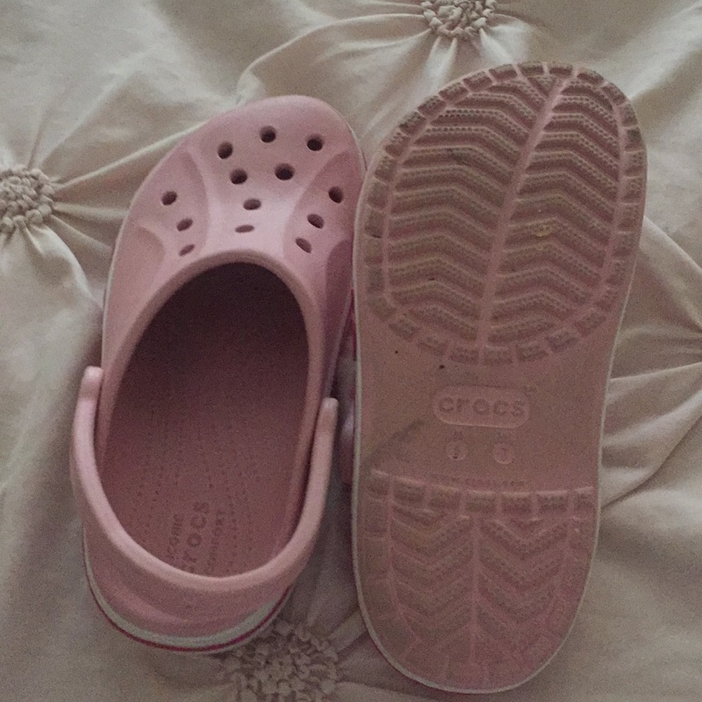 Women’s pink light pink and white crocs size 7